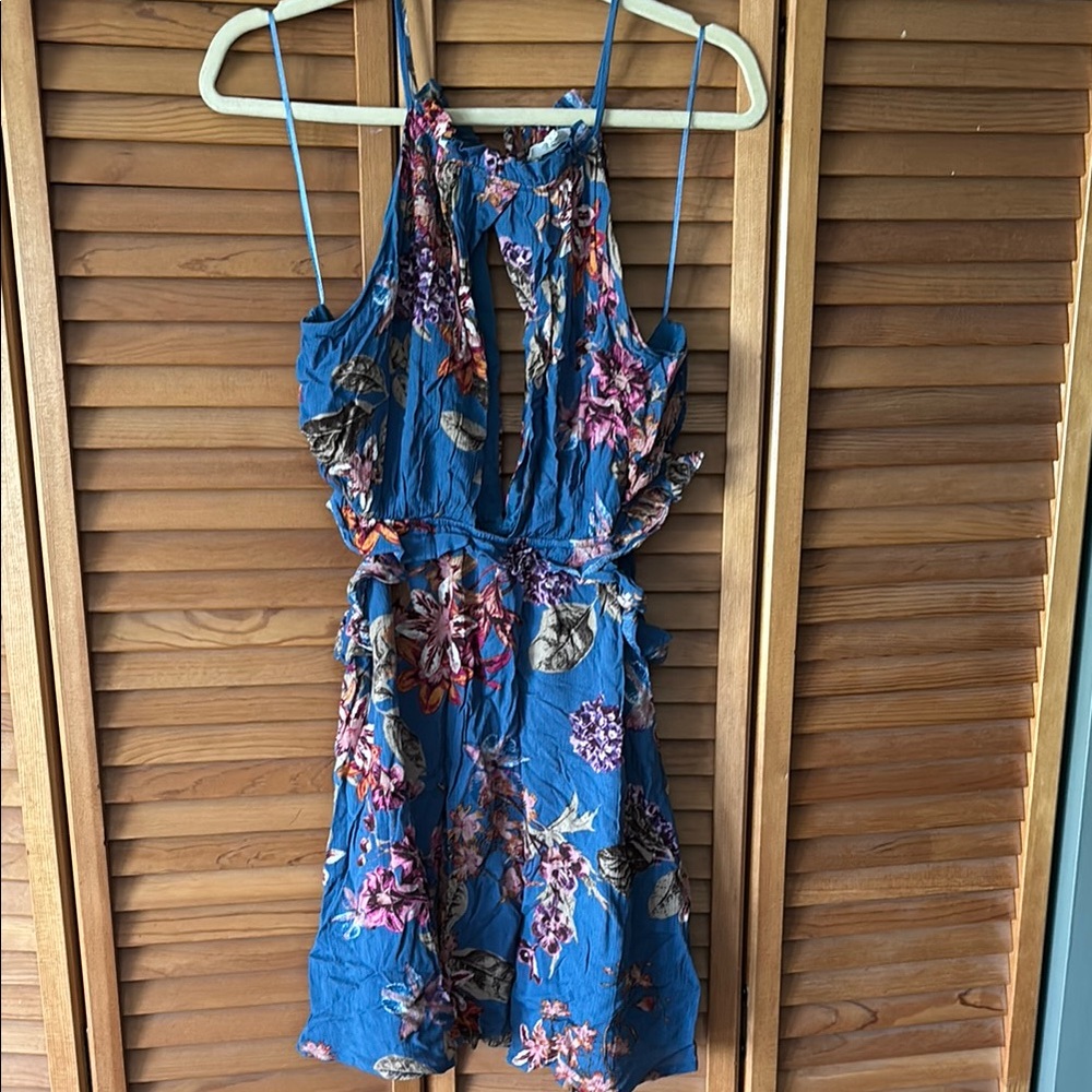 Floral Blue Sleeveless Dress